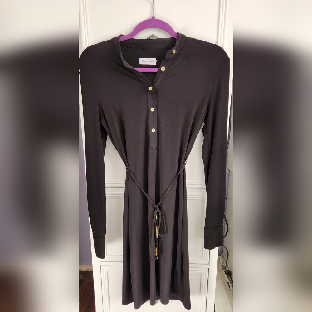Calvin Klein Black Dress with Gold Tassels Size S